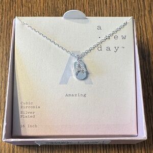 A New Day Silver Necklace with Cubic Zirconia Letter A Pendant, New in Box